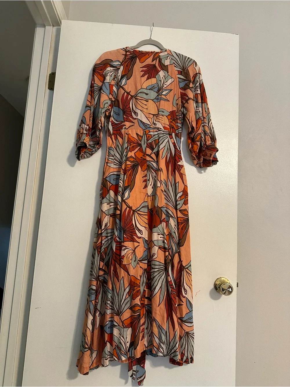 Nicholas Peach Tropical Tie-Front Women's Dress - Picture 8 of 12